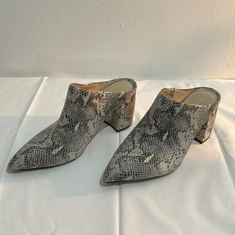 Marc Fisher faux snake skin mules